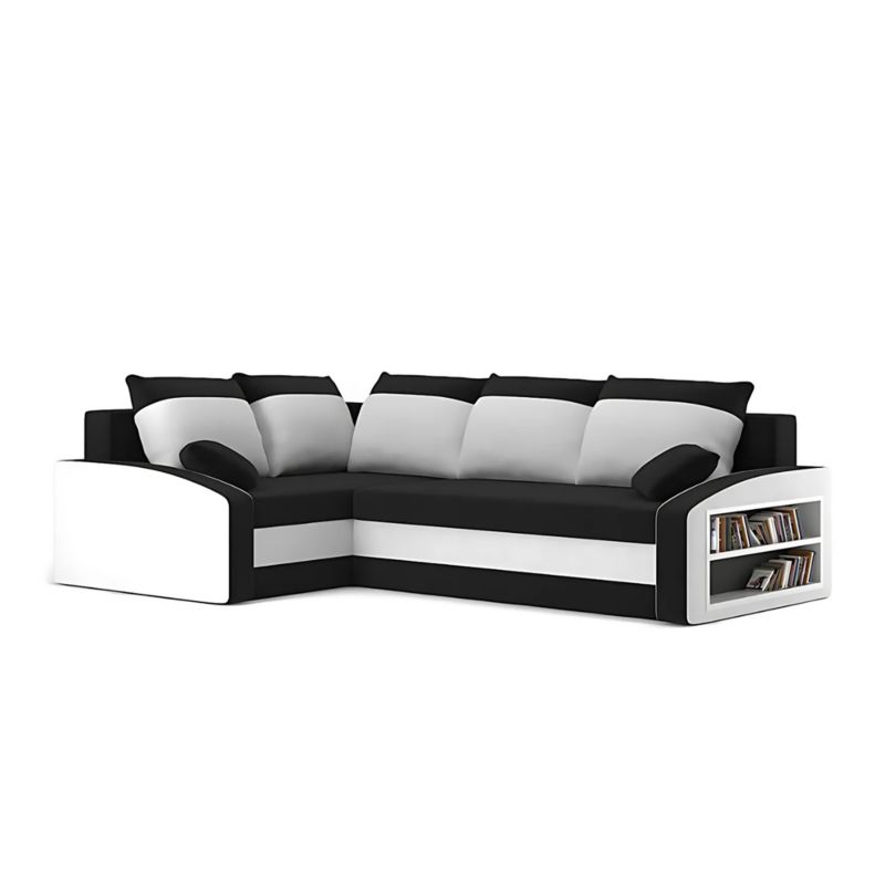 Narożnik TYLETEGOTU rozkładany półka w prawym mikrofaza lewy LUSSO czarny biały 1 szt