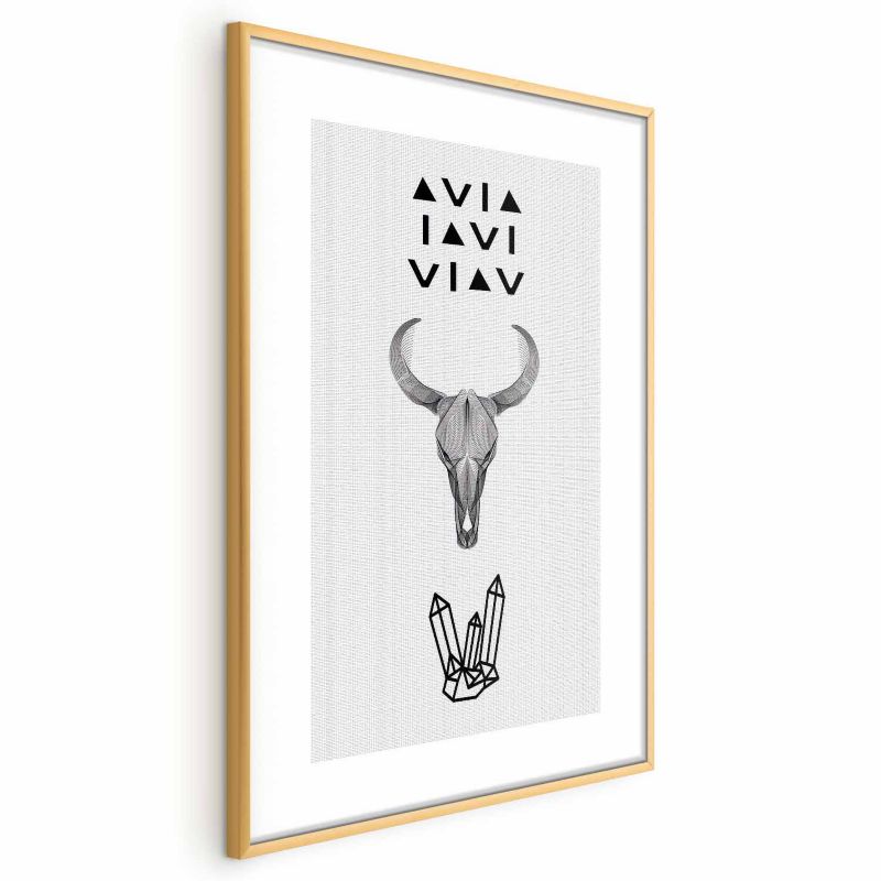 Plakat Artgeist Zwierzęca czaszka 60x90 cm z ramą złotą bez marginesu 1 szt