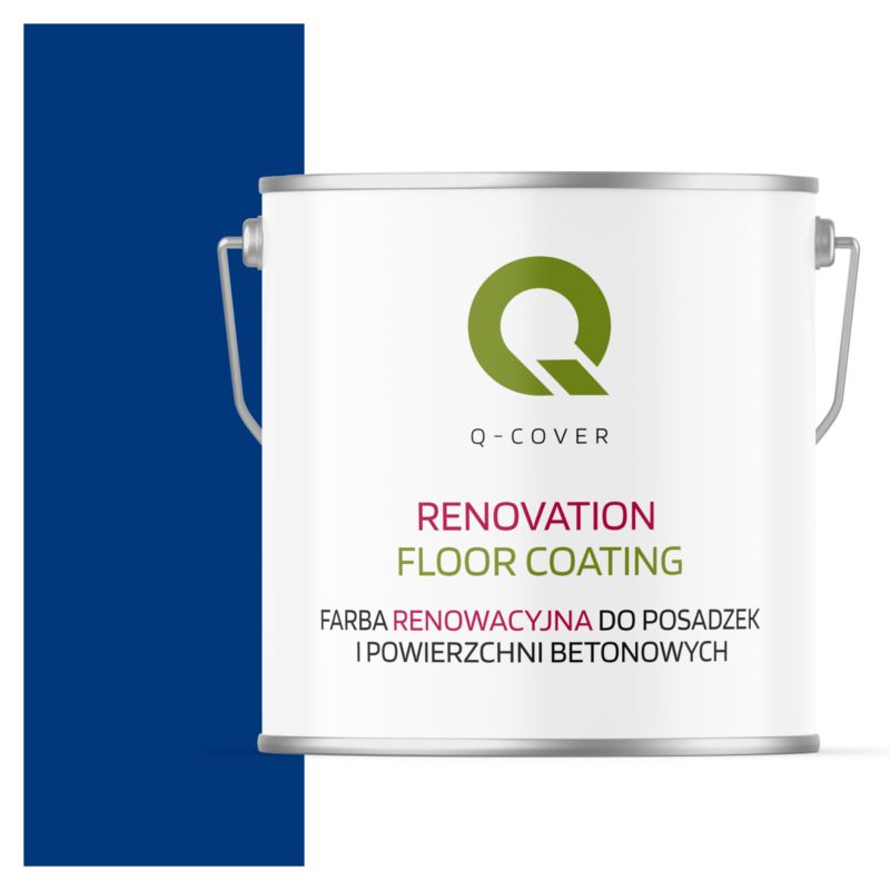 Farba Renowacyjna do Posadzek i Powierzchni Betonowych Q-Cover Niebieski Ultramarynowy RAL5002 Satyna 5L