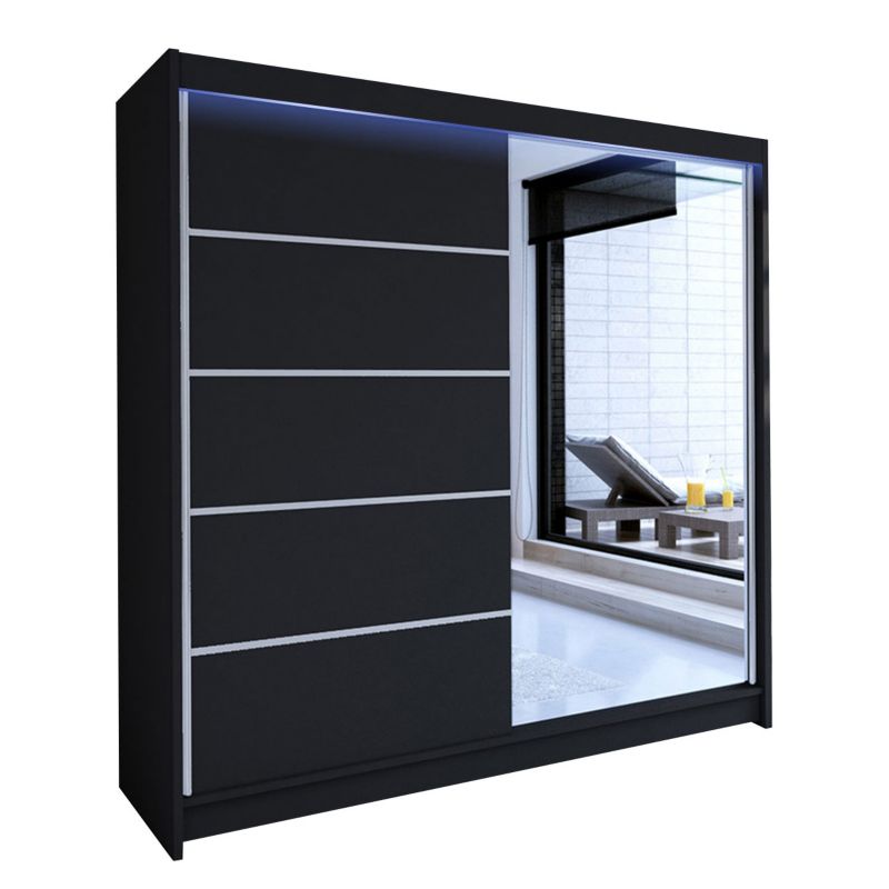 Szafa MIRJAN 24 z drzwiami przesuwnymi Talin III z oświetleniem RGB czarny 1 szt.