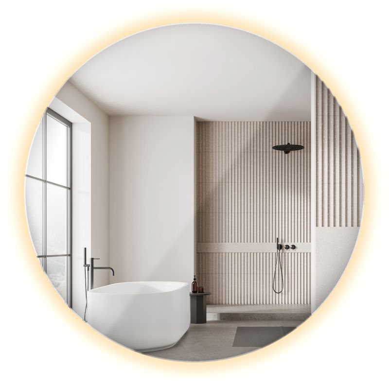 Lustro Koło LED ArtPrintCave 60 cm Minimalistyczne do Salonu Korytarza Ciepłe Światło 1 szt.