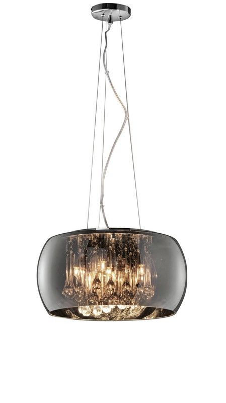 Lampa sufitowa wisząca Trio Vapore 7768 srebrno-czarna kryształowa 5xG9 x 1 szt.