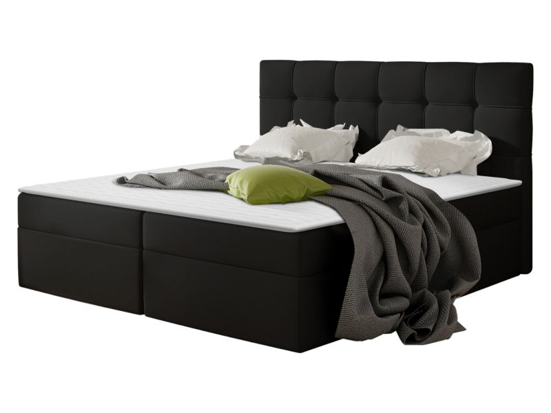 Łóżko kontynentalne MIRJAN 24 Nele 160x200 czarna ekoskóra 1 szt.