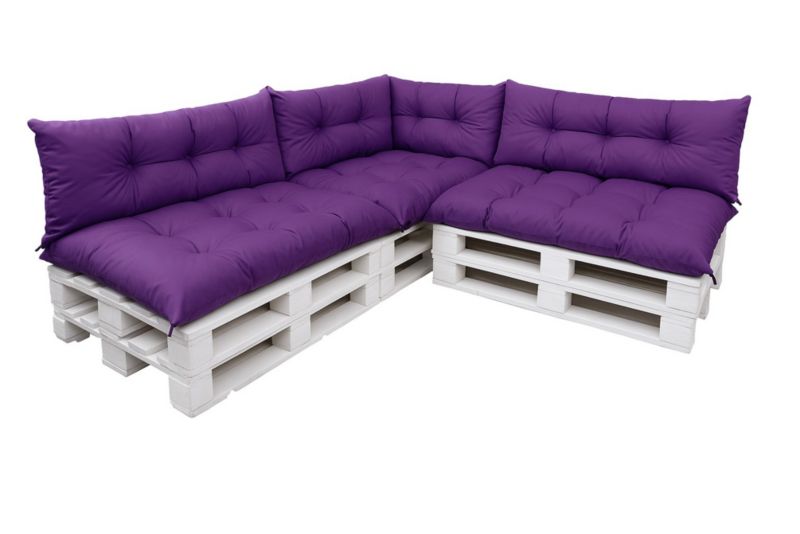 Komplet 7sztuk poduszek ogrodowych na palety Setagrden 3x120x80cm /3x120x40cm+60x40cm,fioletowe dwustronne poduszki ogrdowe, 1szt