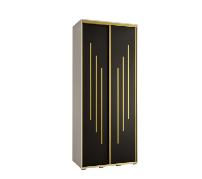 Szafa przesuwna Abiks DAVOS 8 wysoka szer.120cm gł.60cm biały/czarny/złoty 1szt.