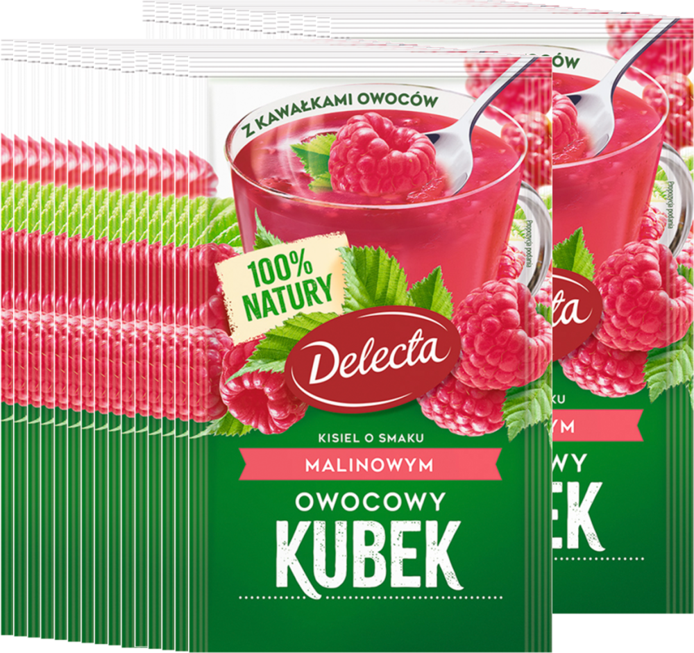 30x Kisiel Delecta Owocowy Kubek z kawałkami owoców, malinowy, 30g