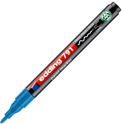 Marker olejowy edding e-791 PCR, okrągła, 1-2 mm, jasnoniebieski