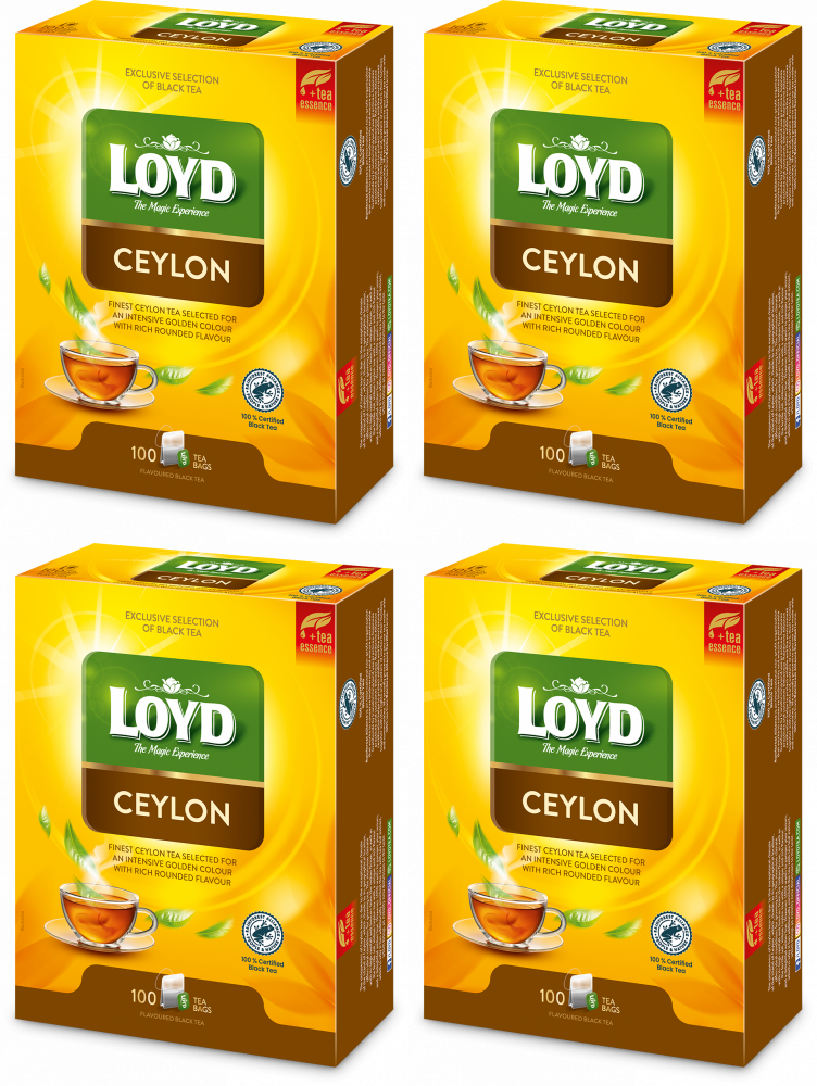4x Herbata czarna w torebkach Loyd Ceylon, 100 sztuk x 2g
