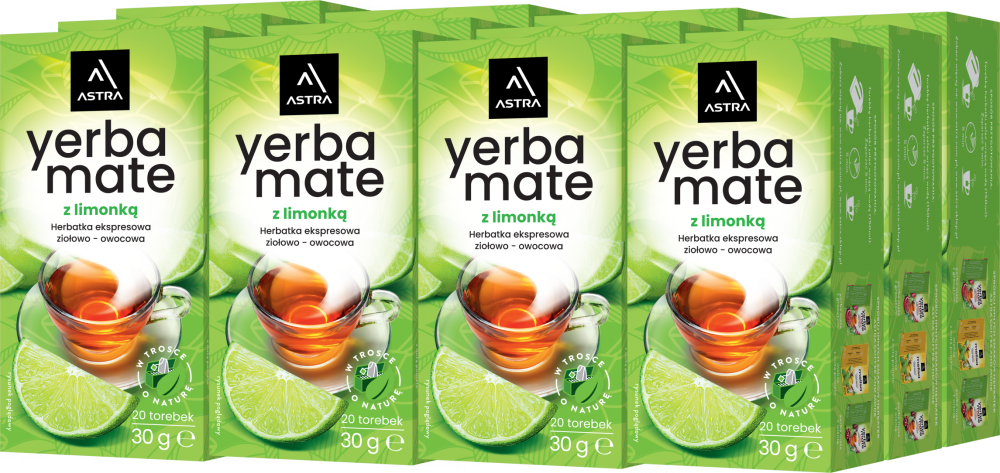 12x Herbata Yerba Mate w torebkach Astra, ziołowo-owocowa, limonka, 20 sztuk x 1.5g