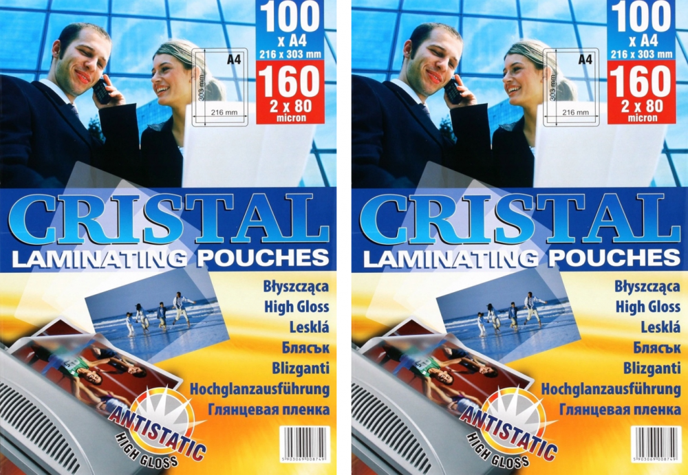 2x Folia do laminowania Argo, 216x303mm, A4, 2x80 μm, antystatyczna, 100 sztuk