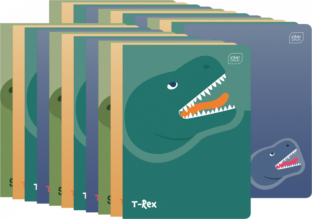 30x Zeszyt w kratkę Interdruk UV Dinozaurus, A5, 16 kartek, mix wzorów