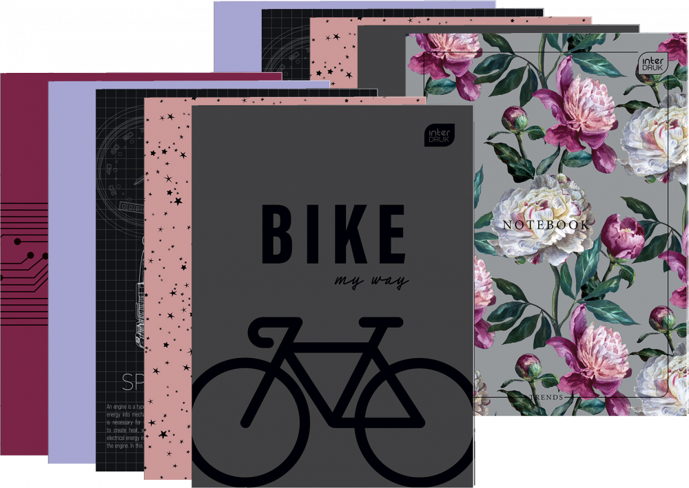 10x Zeszyt w linie Interdruk UV, A4, 80 kartek, mix wzorów