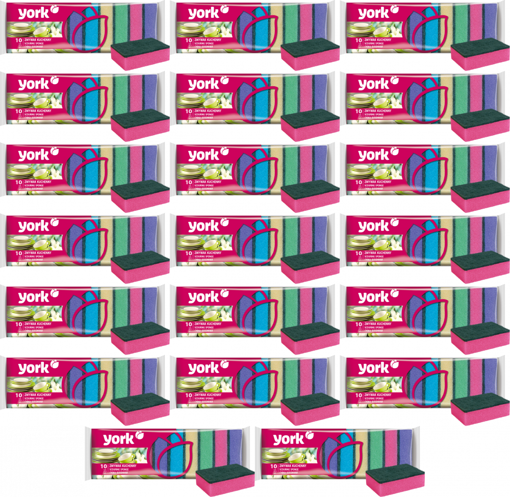 20x Zmywak kuchenny York, 9x6cm, 10 sztuk, mix kolorów