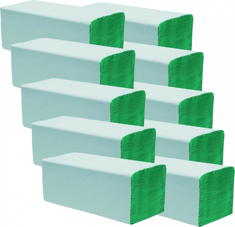 10x Ręcznik papierowy Nexxt, jednowarstwowy, w składce ZZ, 200 składek zielony