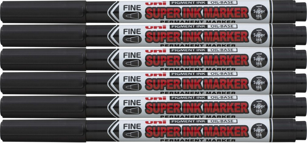 6x Marker permanentny Uni PNA-125, okrągła, czarny