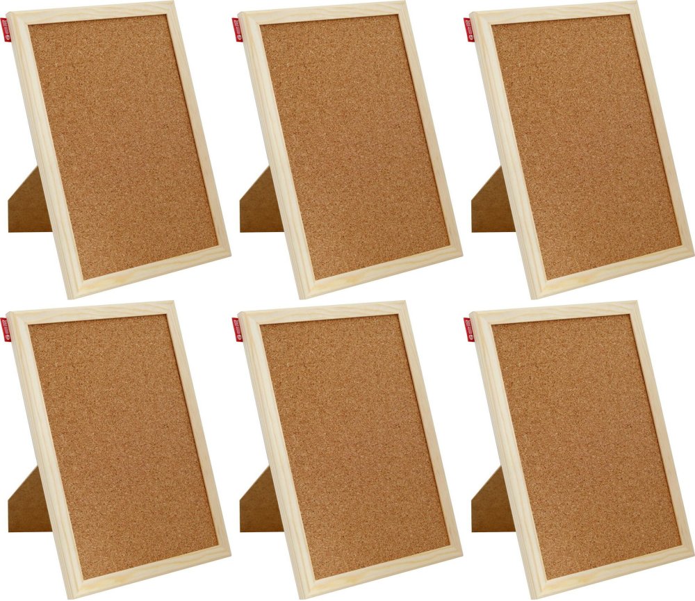 6x Tablica korkowa MemoBe, w ramie drewnianej, nabiurkowa, stojąca, 30x21cm, brązowy