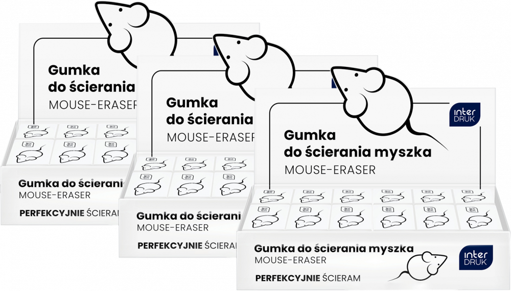 108x Gumka do ścierania Interdruk Mouse, biały