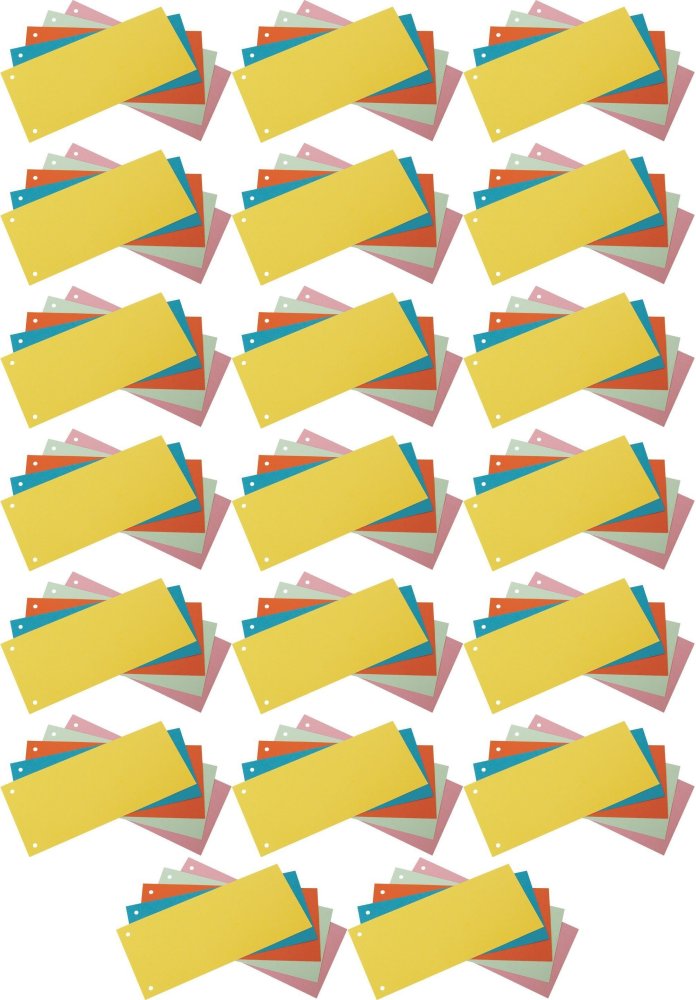 20x Przekładki do segregatora Bantex, kartonowe, 1/3 A4, 5x20 sztuk, mix kolorów