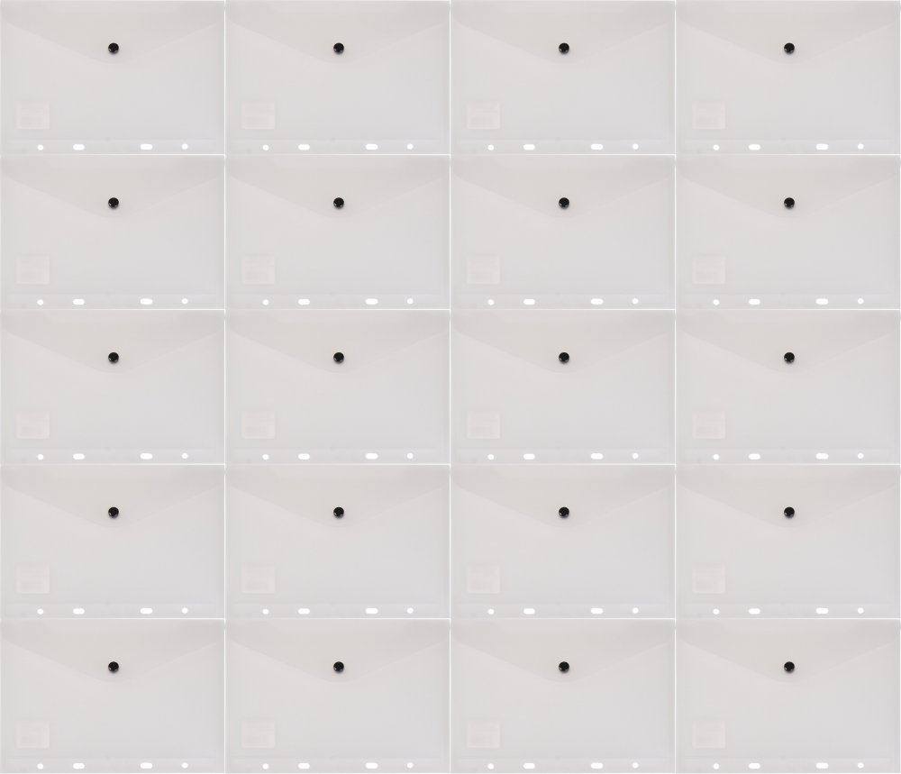 20x Teczka koperta do segregatora A5, Biurfol, na zatrzask, przezroczysty