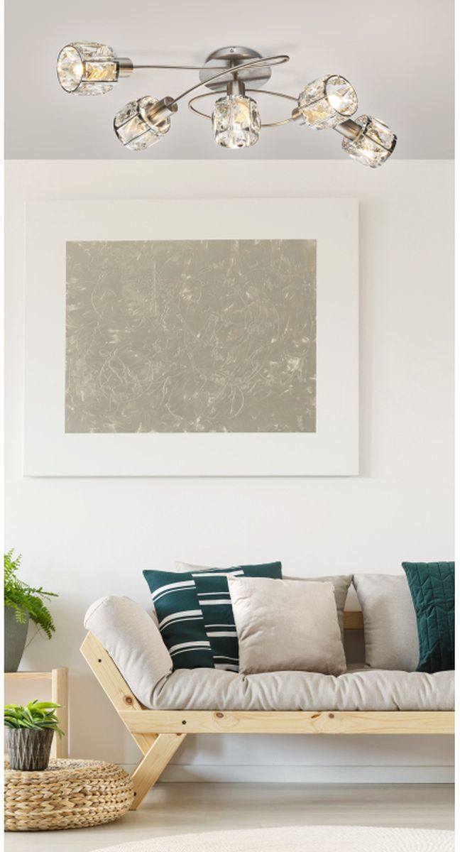 Globo Lighting Kris lampa podsufitowa 5x40W chrom/przezroczysty 54356-5