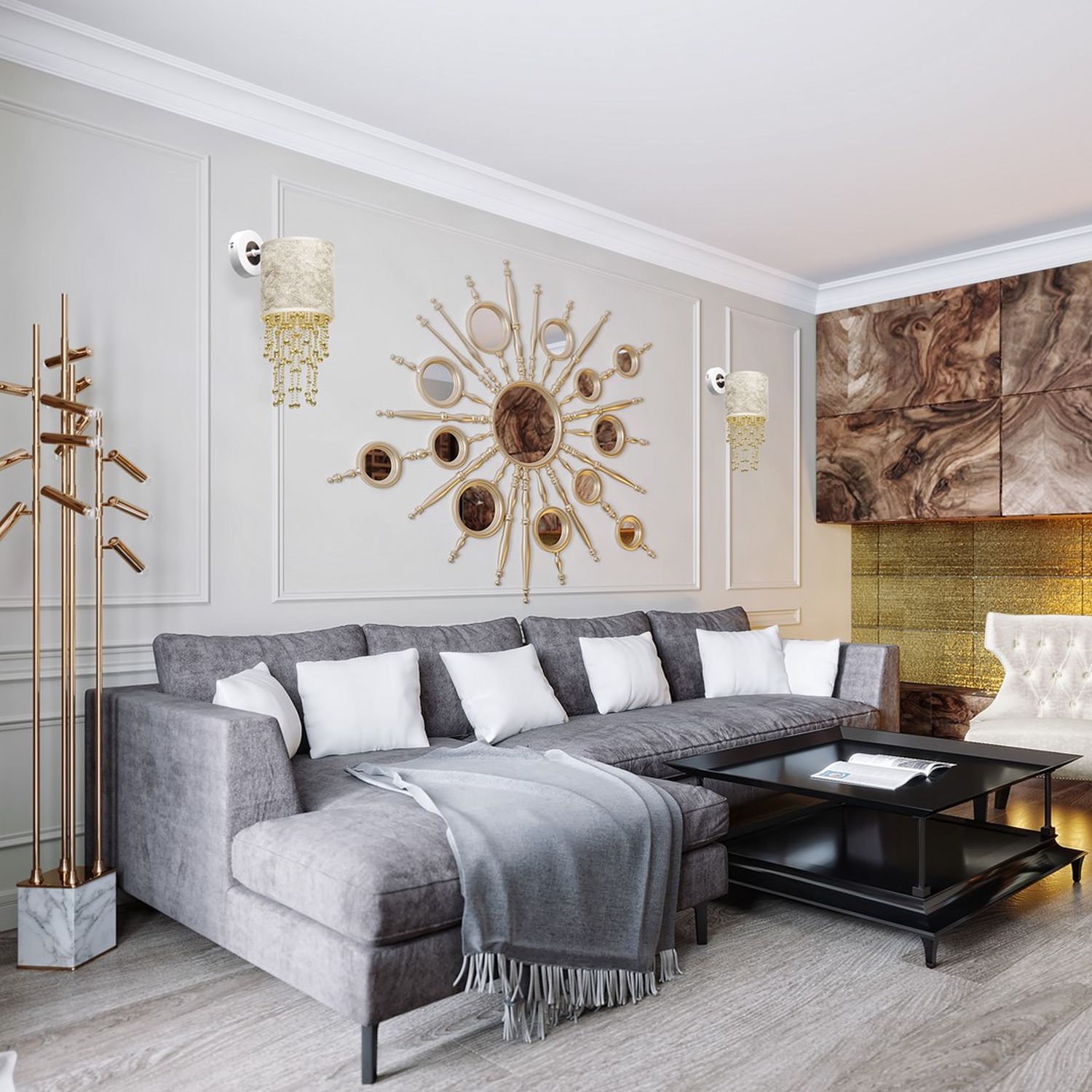 Milagro Almeria kinkiet 1x60W biały/złoty/chrom/kryształ MLP6443 - Wysyłka w 24h