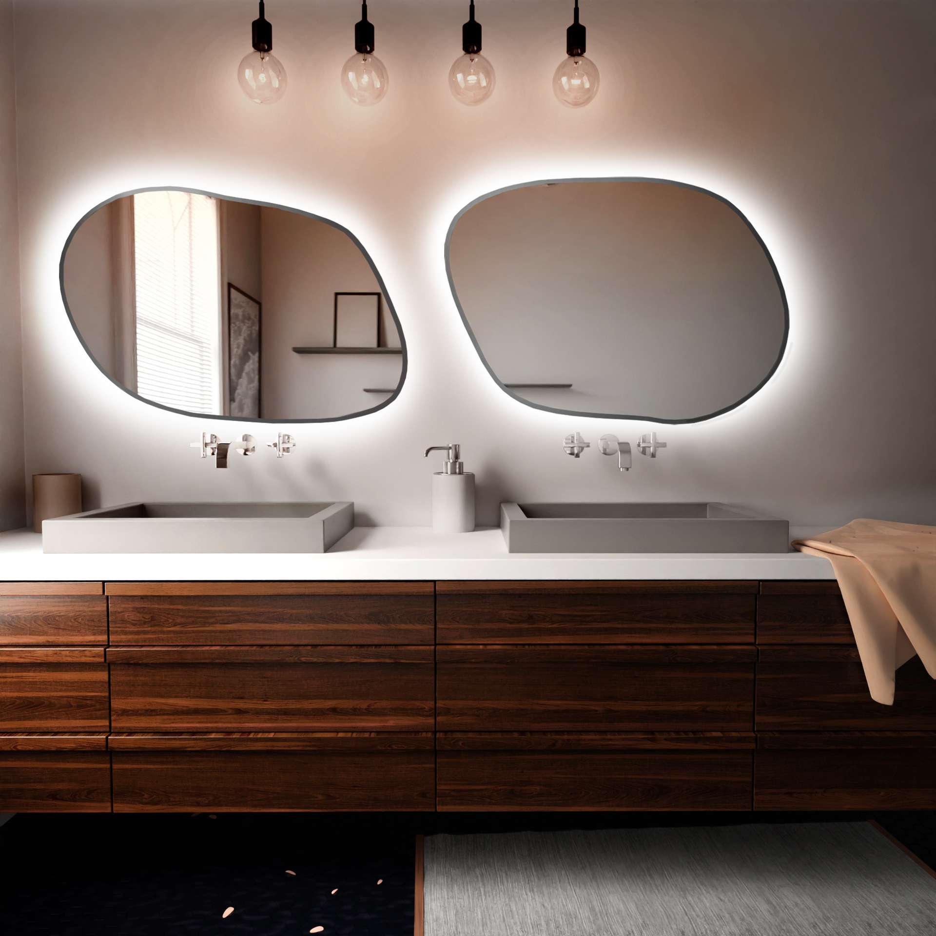 Baltica Design Tiny Borderbright Stain IV lustro 70x50 cm z oświetleniem LED srebrne barwa zimna