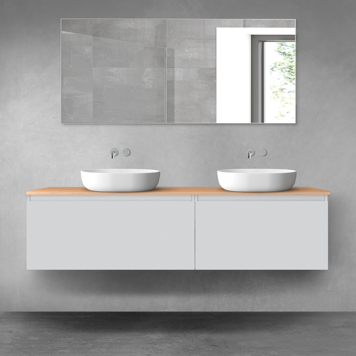 Oltens Vernal zestaw mebli łazienkowych 180 cm z blatem szary mat/dąb 68569700 - Wysyłka w 24h