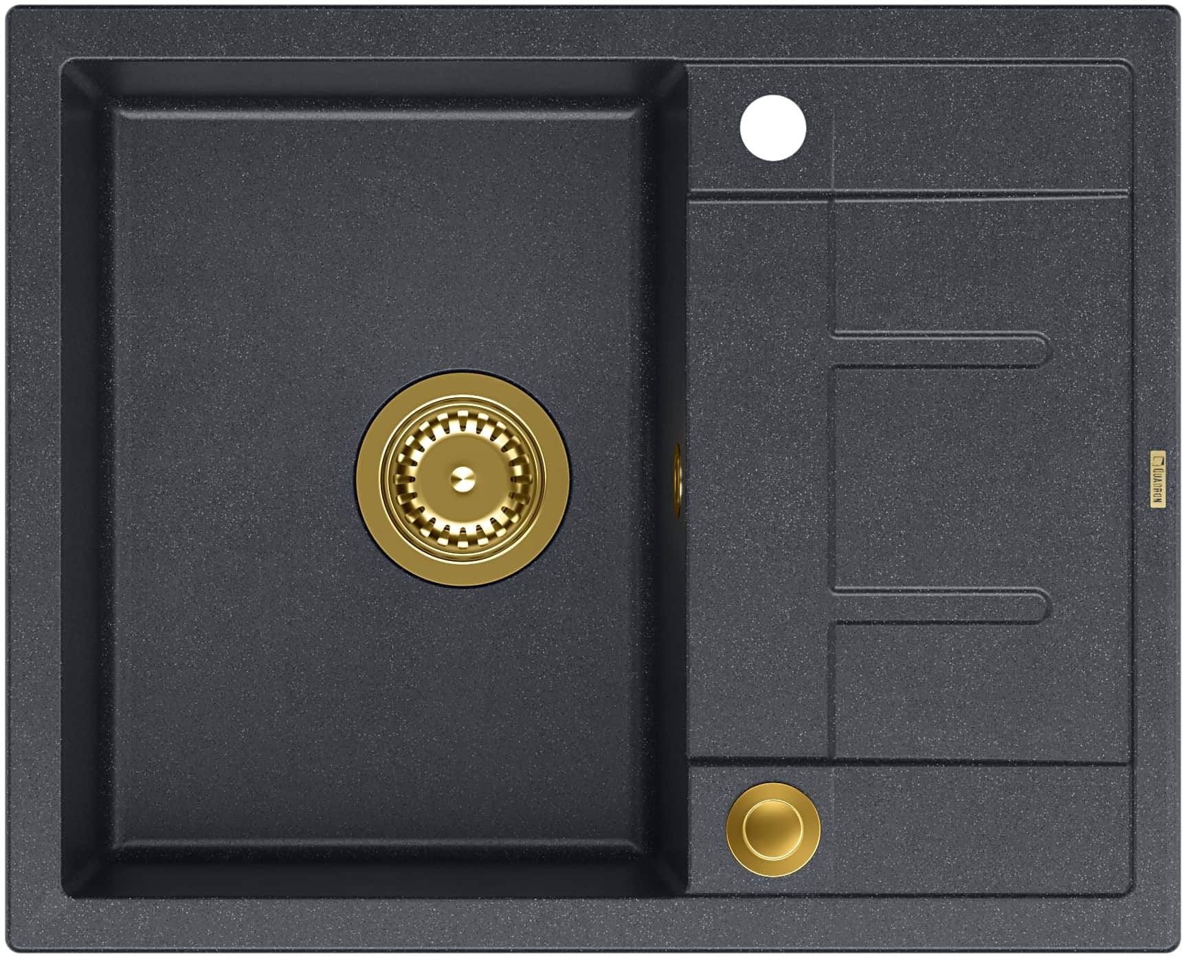 Quadron Morgan 116 zlewozmywak 62x50 cm wpuszczany GraniteQ black diamond/złoty HB8210U8-G1_P2O