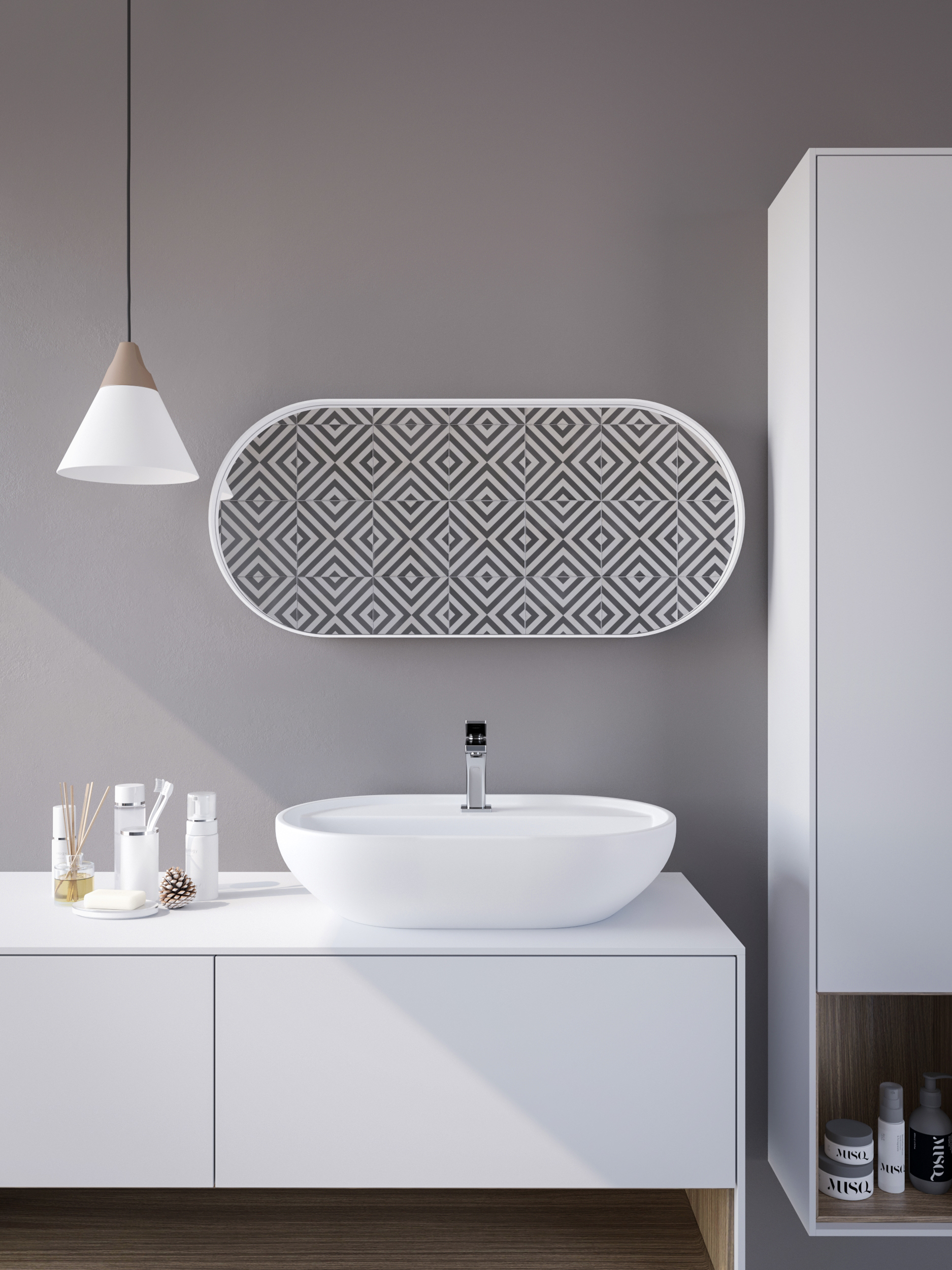 HoM Akasaka lustro 60x120 cm rama stalowa biały A-60x120-W50x4