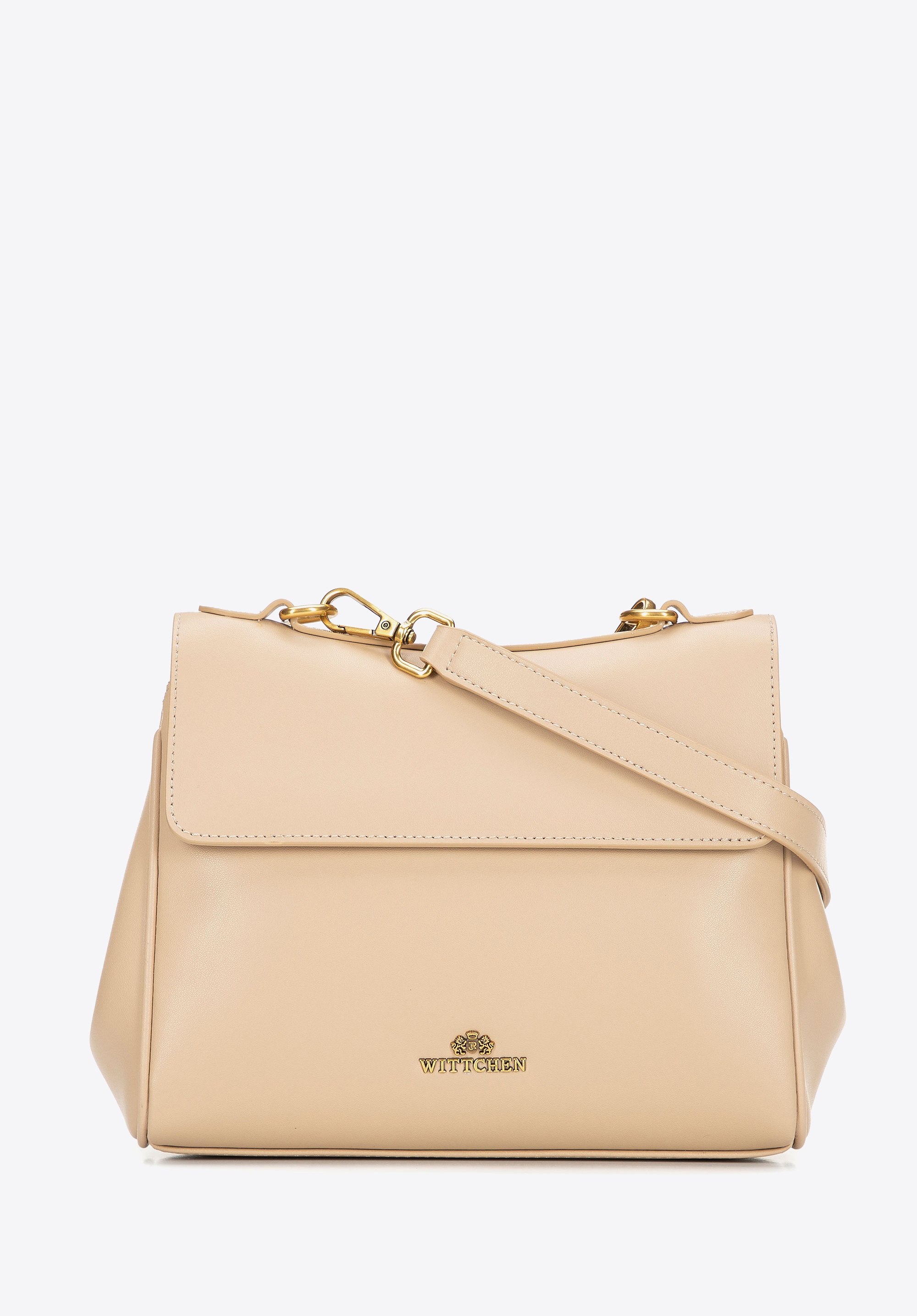 Damska torebka na ramię ze skóry naturalnej beżowa