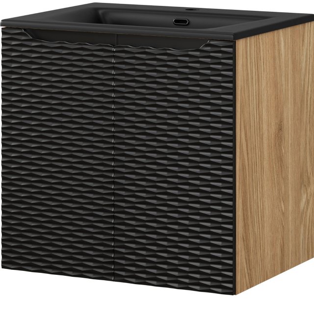 COMAD Szafka z drzwiami OCEAN BLACK z umywalką meblową SKY BL 60 cm