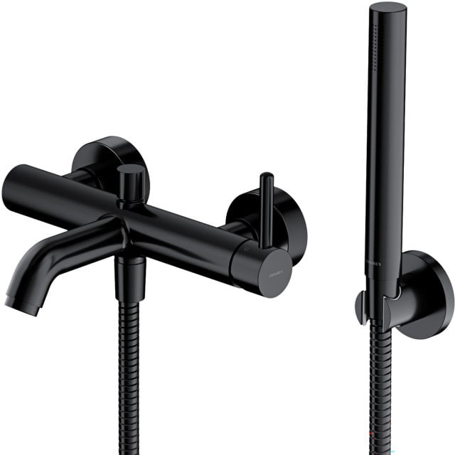 OMNIRES Bateria wannowa Y ścienna z zestawem prysznicowym czarna półm