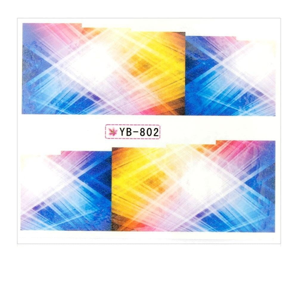 Naklejki wodne do paznokci arkusz 6,5 x 5,5 cm na 10 palców yb Nr 802