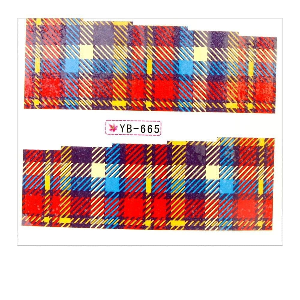 Naklejki wodne do paznokci arkusz 6,5 x 5,5 cm na 10 palców yb Nr 665