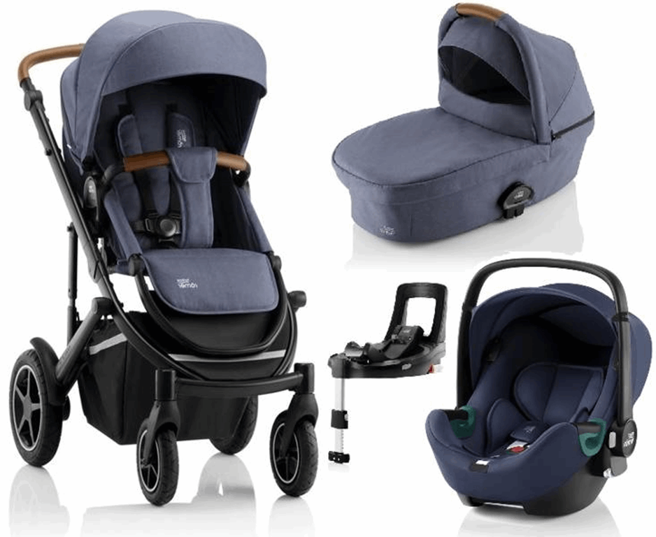 Britax Romer Smile 3 Komfort Plus iSense - wózek głęboko-spacerowy z fotelikiem Baby-Safe iSense i bazą Flex Base iSense 4w1-Indigo Blue