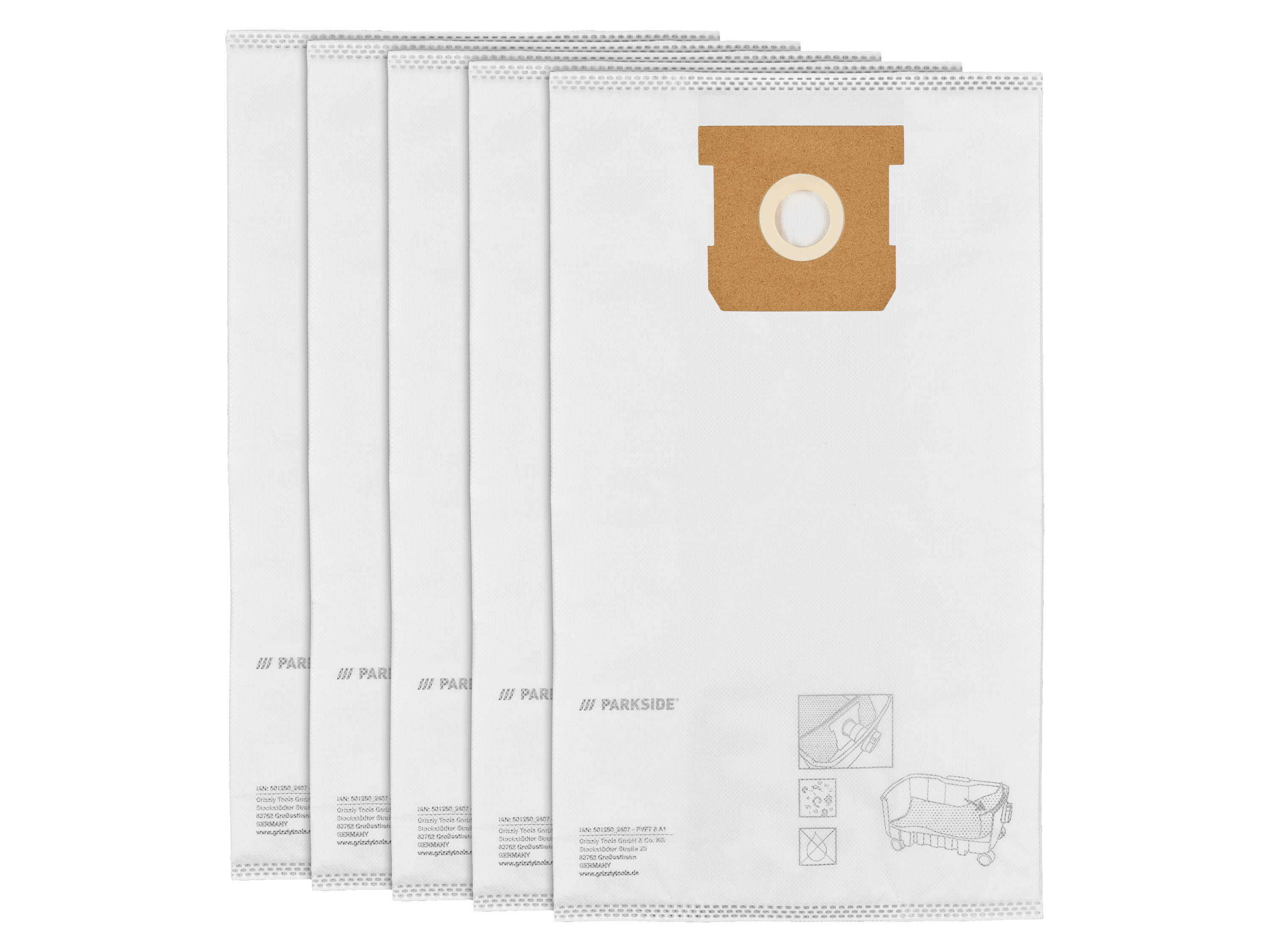 Parkside Worki filtracyjne PFT 8 A1/Pvft 8 A1 do odkurzacza Worki filtrujące z włókniny, 5 sztuk