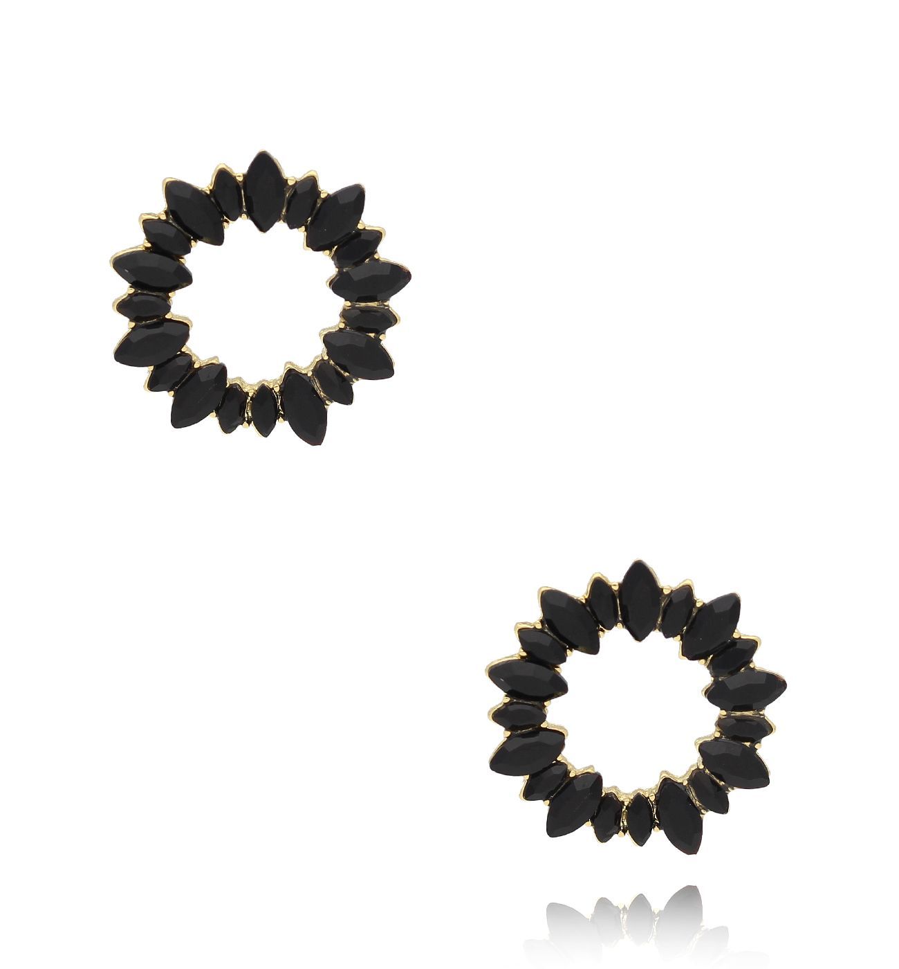 Kolczyki okrągłe z czarnymi kryształkami Junko KSS1727