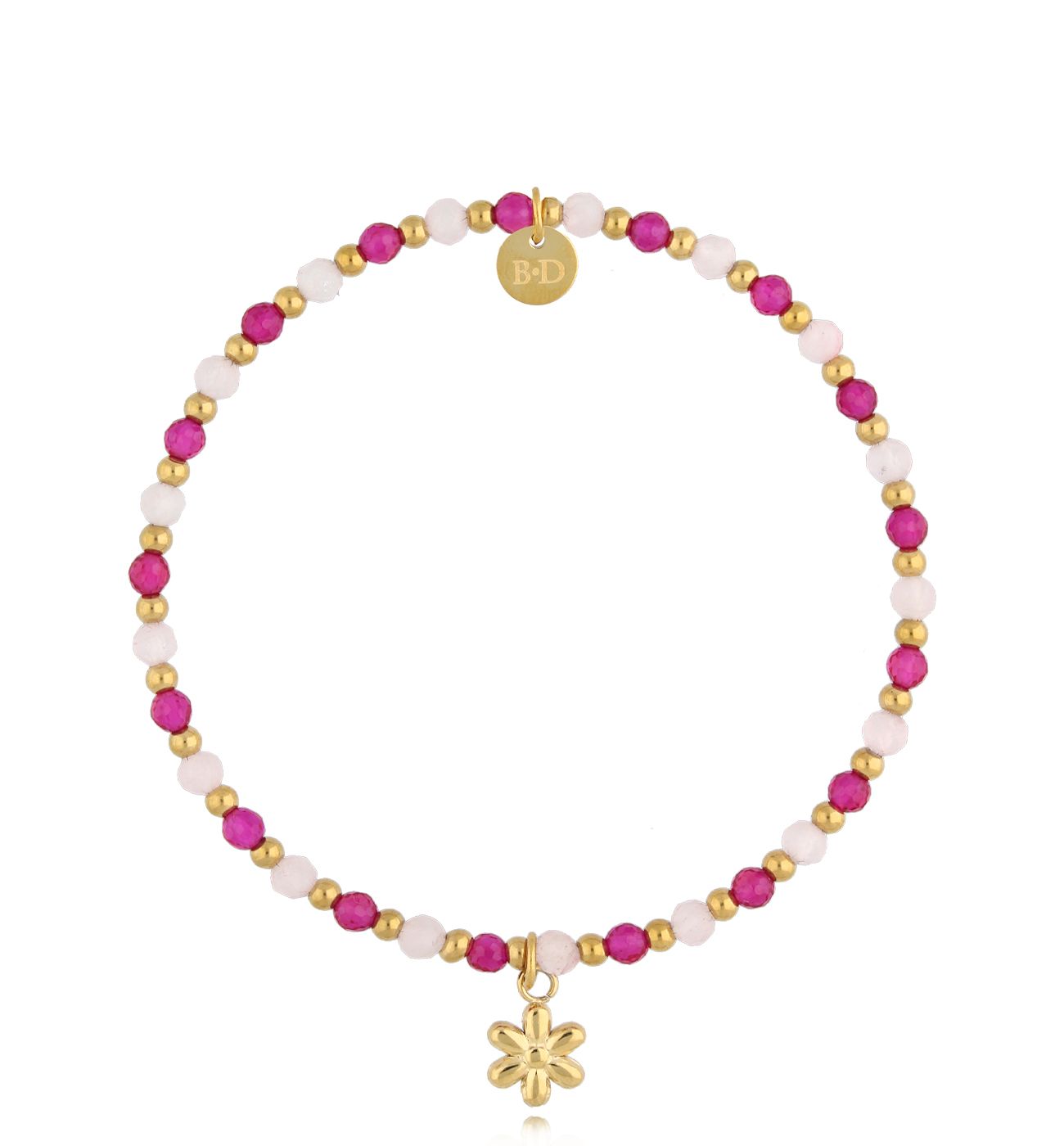 Bransoletka z kamieniami naturalnymi i kwiatuszkiem Latifa - By Dziubeka