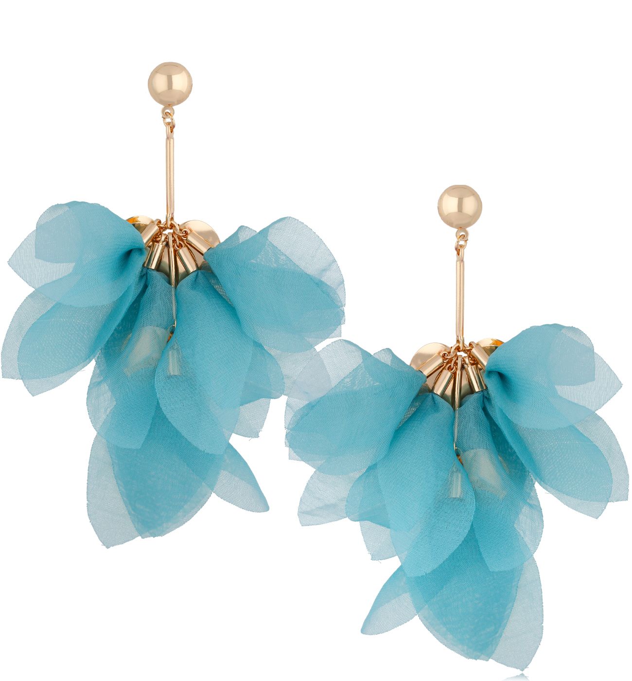 Kolczyki z szyfonu jasne morskie Tropic - By Dziubeka