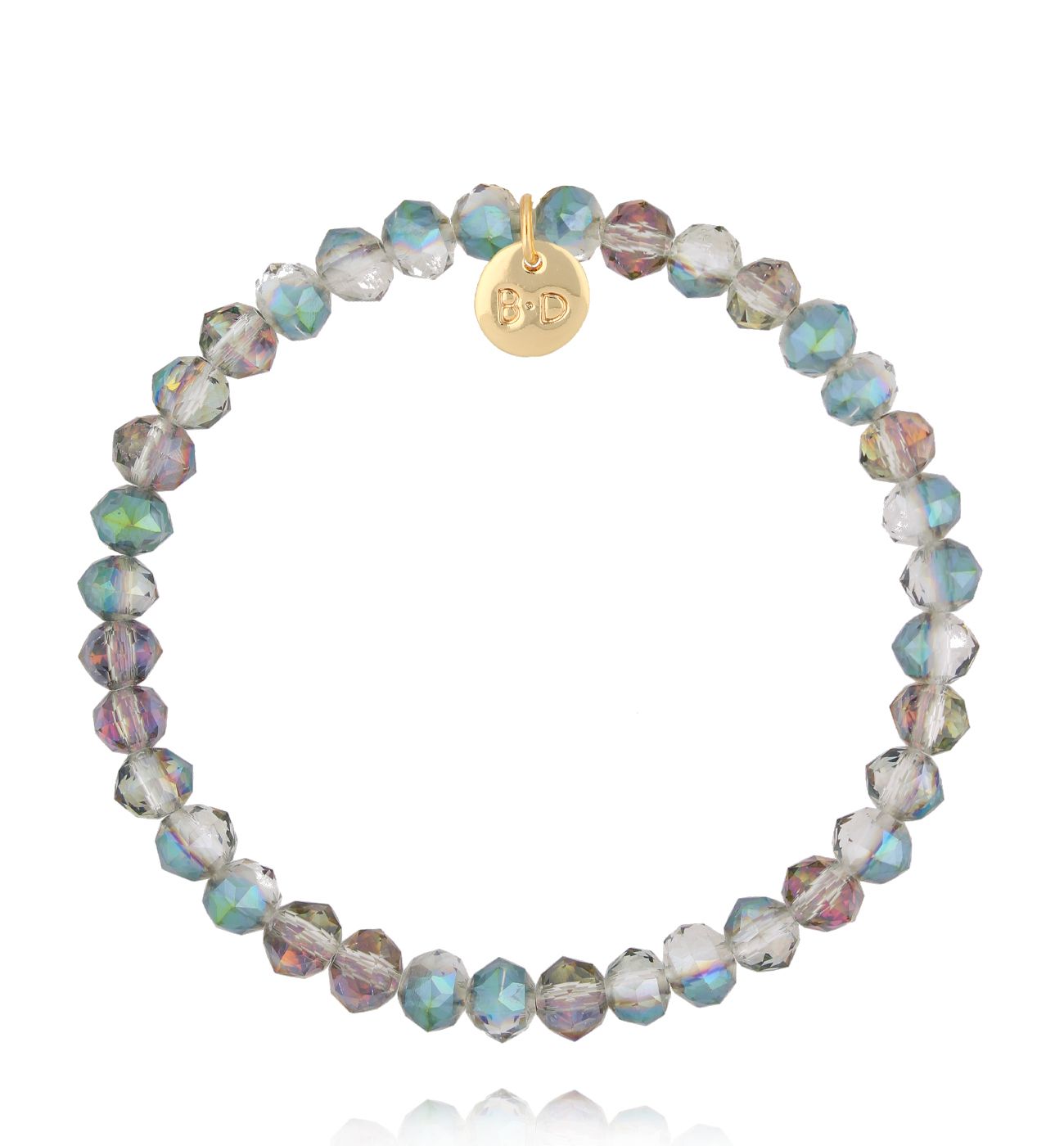 Bransoletka z transparentnych kryształków w odcieniach szarości i błękitu BCY0424 - By Dziubeka