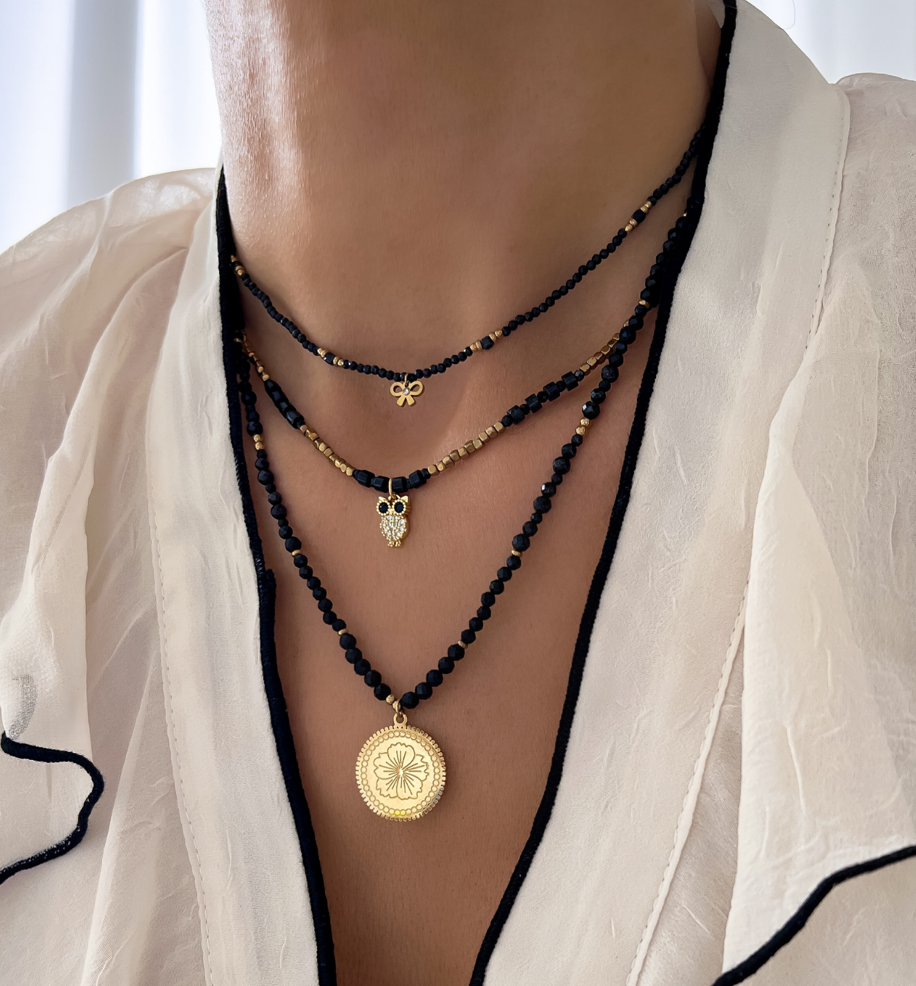 Naszyjnik z turmalinami i sową NTW1309