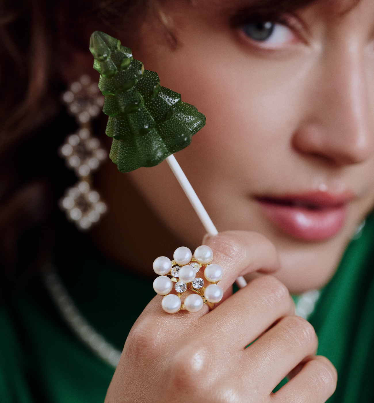 Pierścionek z perłami złoty PPE0112