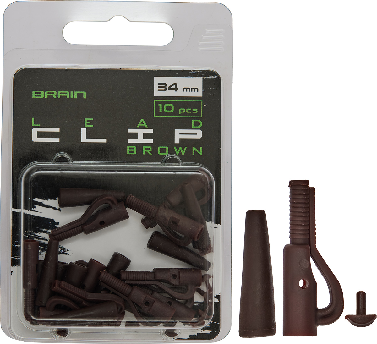 Brain Bezpieczny klips ze stoperem 34mm brązowy