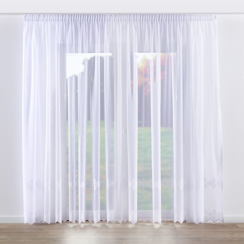 Firana na taśmie 300 x 245 cm Dekoria biały z tłoczonym wzorem 1 szt.