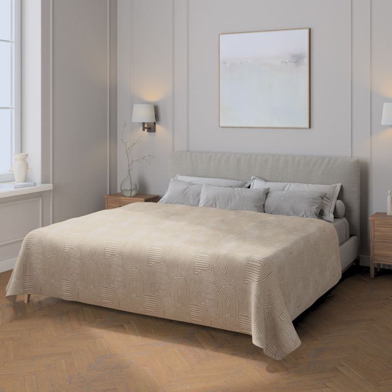 Pled narzuta 220x260cm Dekoria 220x260cm beżowe łuki na kremowym tle 1 szt.
