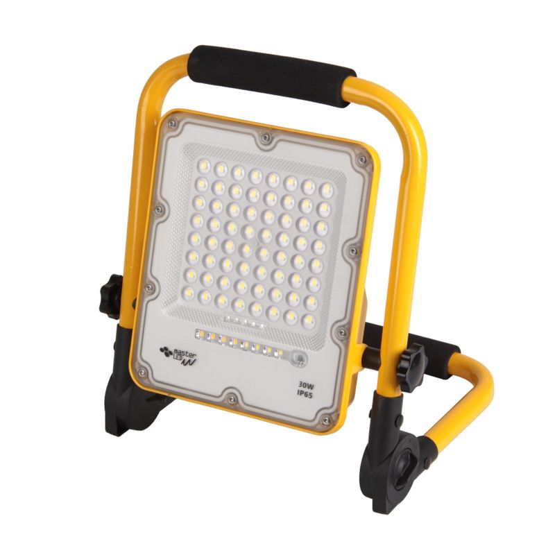Naświetlacz LED MasterLED Siga przenośny 30W IP65 4500K neutralna biel akumulatorowy żółto-czarny 1 szt.