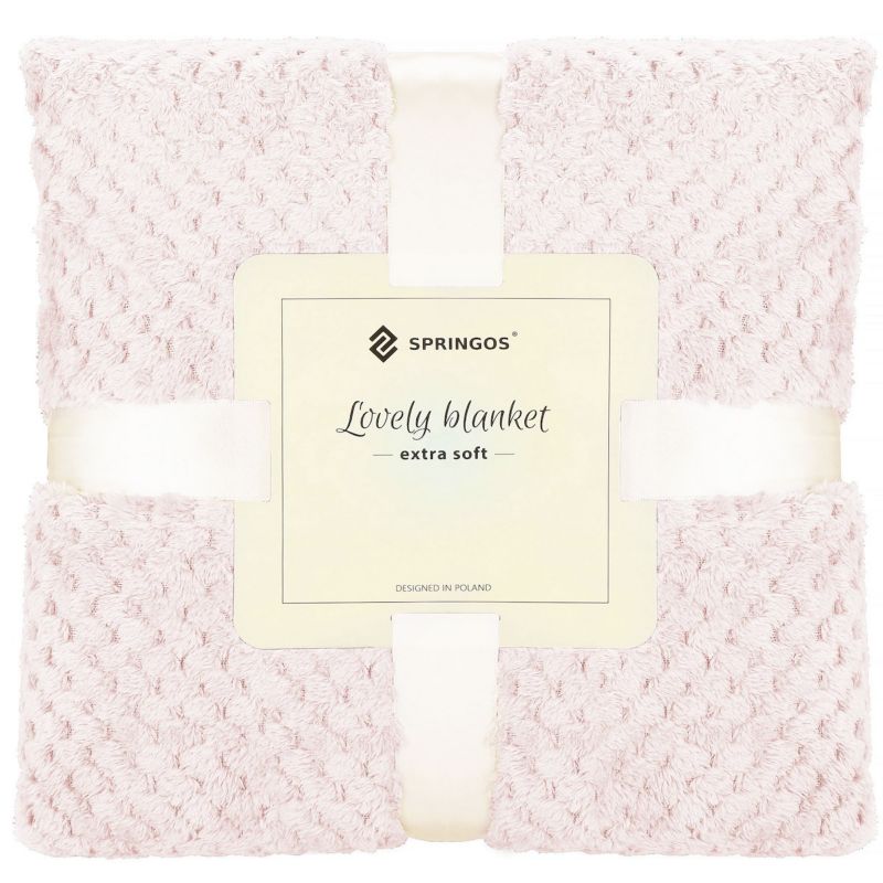 Narzuta na łóżko, pled Springos 200x220cm tłoczony dwustronny różowy 1 szt.