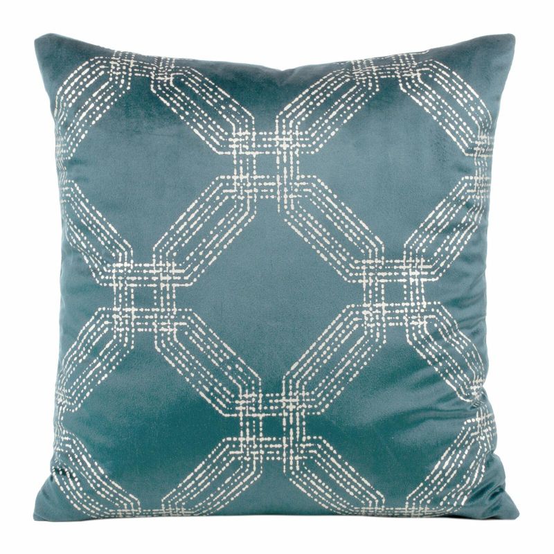 Poszewka BLINK 30 Eurofirany 45 x 45 cm niebieska welwetowa z geometrycznym błyszczącym nadrukiem 1 szt.