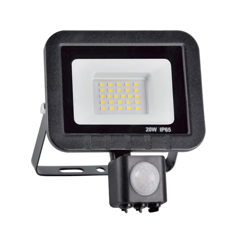 Naświetlacz LED z czujnikiem ruchu Polux czarny LED 20W 6500K 1700lm IP65 wym: 14,7 x 13,5 x 5,9 cm - 1 szt.
