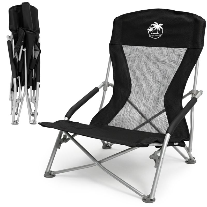Krzesło turystyczne Be-active.pl rozkładane wędkarskie na kemping ryby czarne 1 szt.
